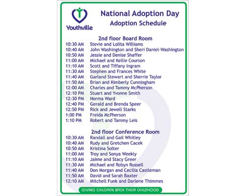 Youthville Adoption Day Event Sign